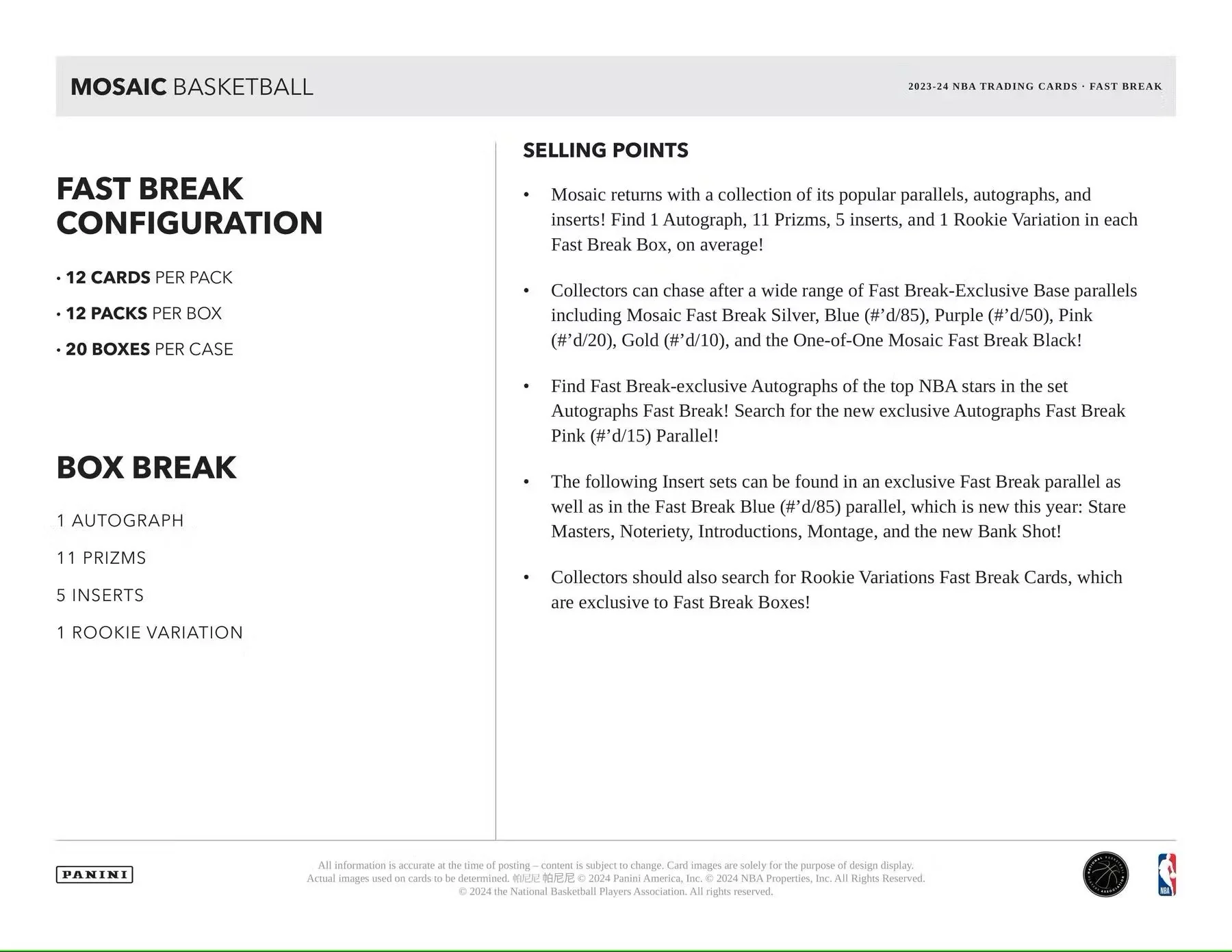 2023-24 Panini Mosaic Basketball Fast Break Box - Image 7