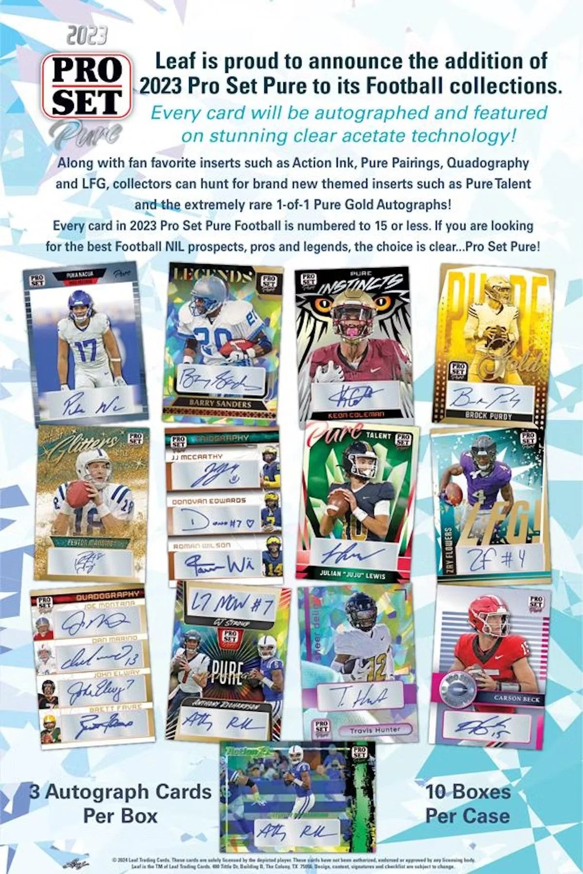 2023 Leaf Pro Set Pure Football Hobby Box - Image 3