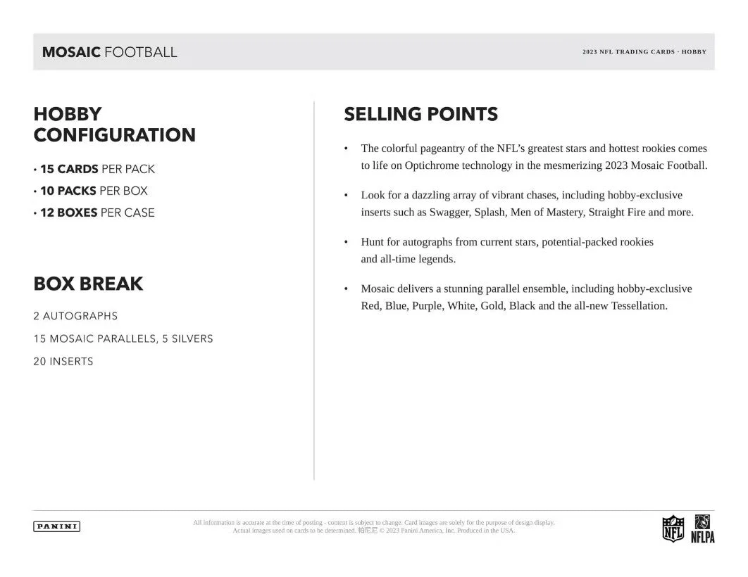 2023 Panini Mosaic Football Hobby Box - Image 6