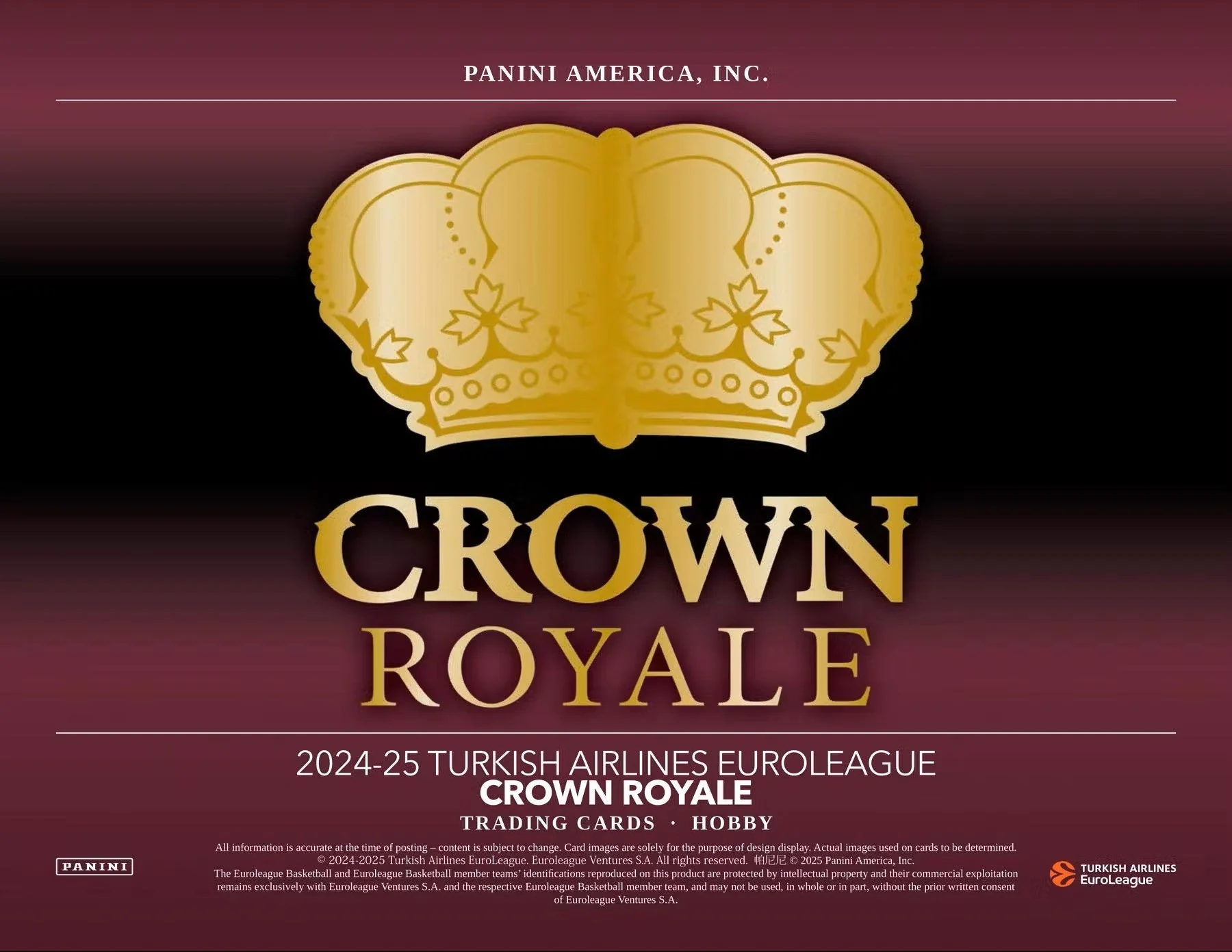 2024/25 Panini EuroLeague Crown Royale Basketball Hobby Box | Columbia Sports Cards & More - Image 3