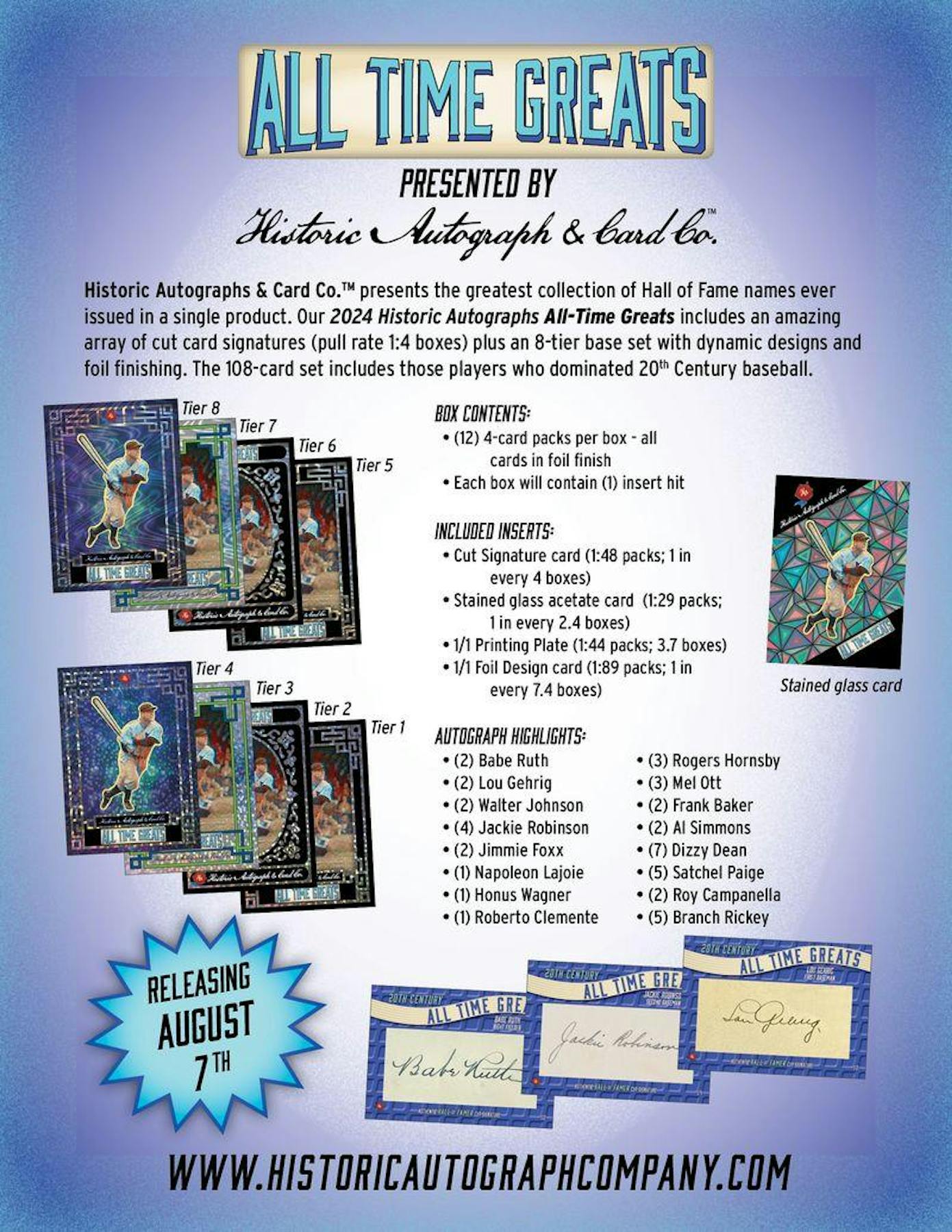 2024 Historic Autographs All-Time Greats Baseball Hobby - Image 3