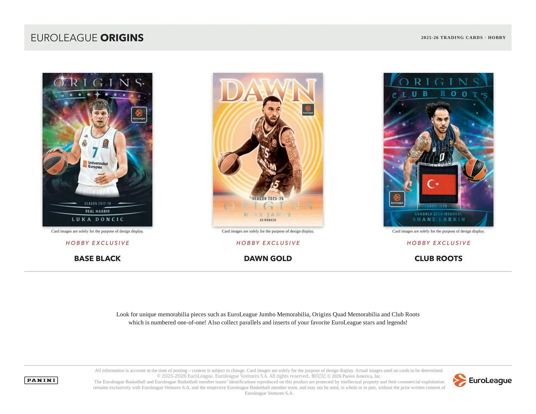 2025/26 Panini Origins EuroLeague Basketball Hobby Box | Columbia Sports Cards - Image 3
