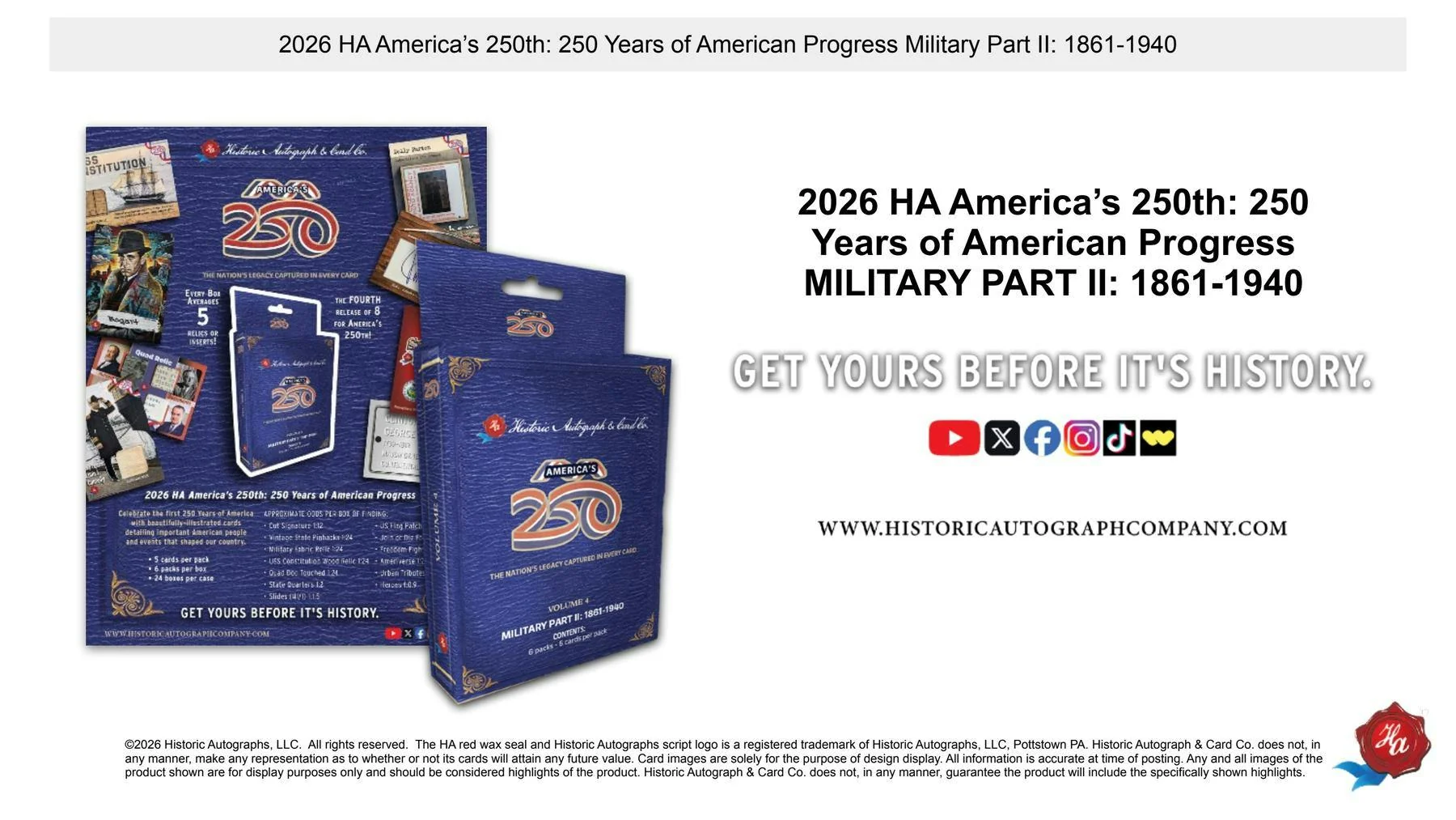 2026 Historic Autographs America's 250th Anniversary Part 2: Military Hobby Box | Columbia Sports Cards - Image 12