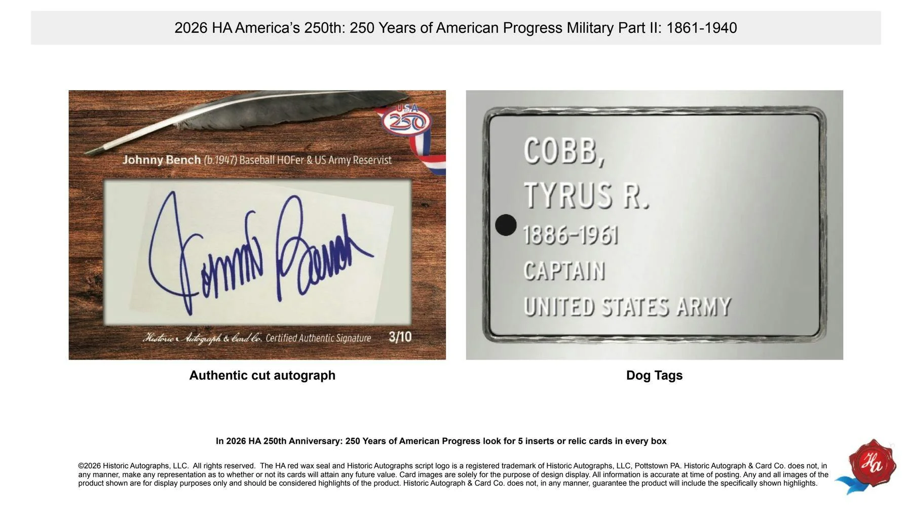 2026 Historic Autographs America's 250th Anniversary Part 2: Military Hobby Box | Columbia Sports Cards - Image 7