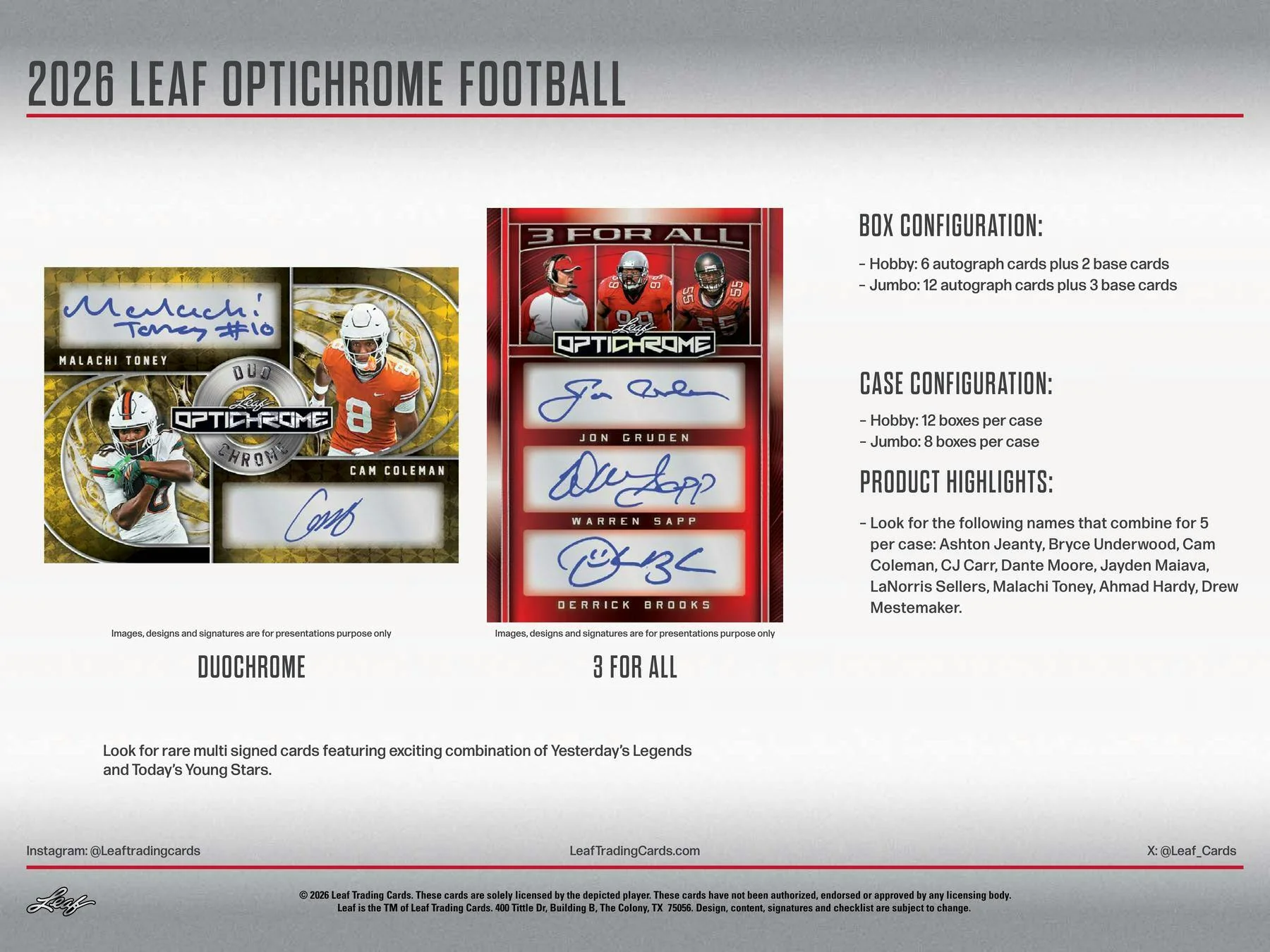 2026 Leaf Optichrome Football Hobby Jumbo Box | Columbia Sports Cards - Image 7