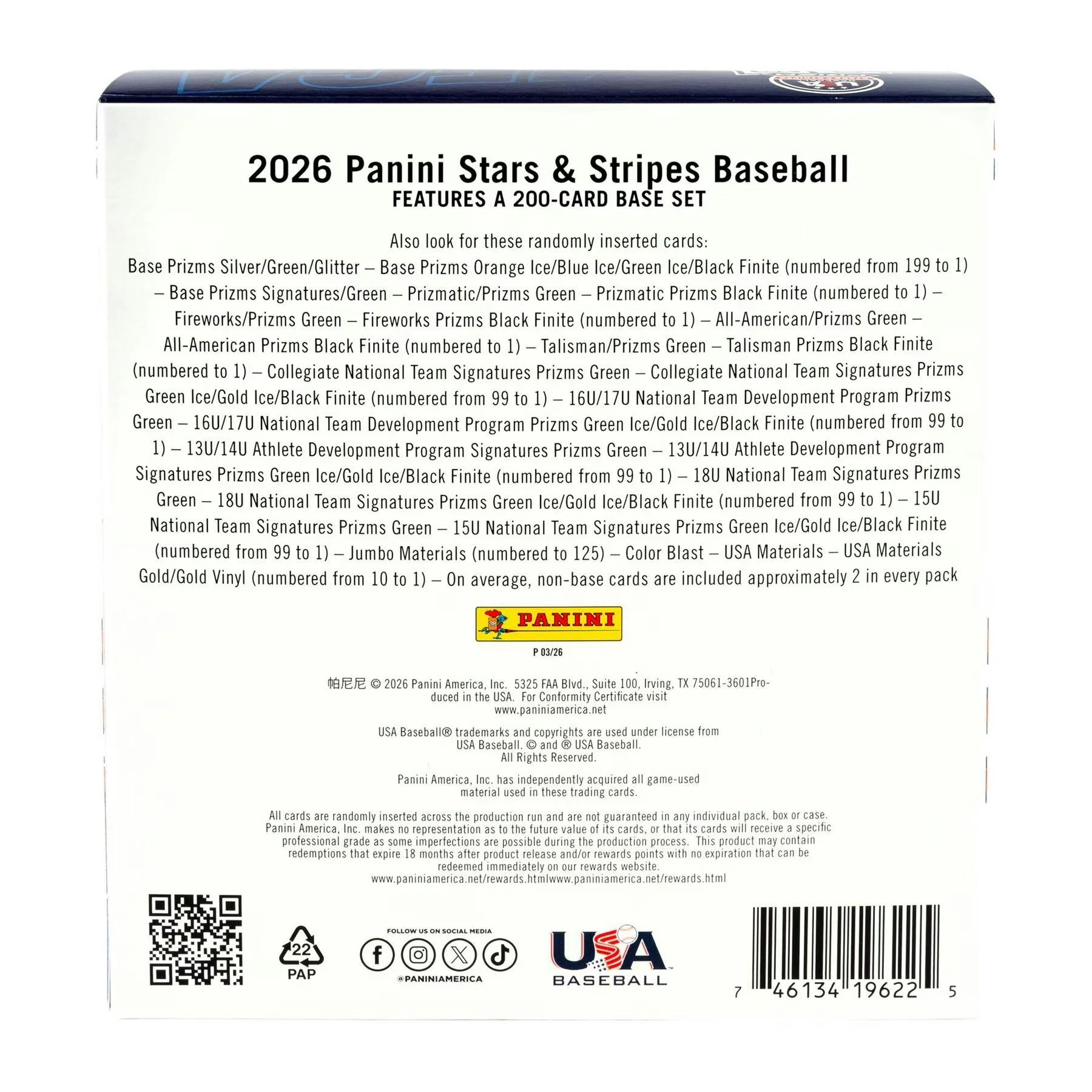 2026 Panini USA Stars & Stripes Prizm Baseball Mega Box | Columbia Sports Cards - Image 3