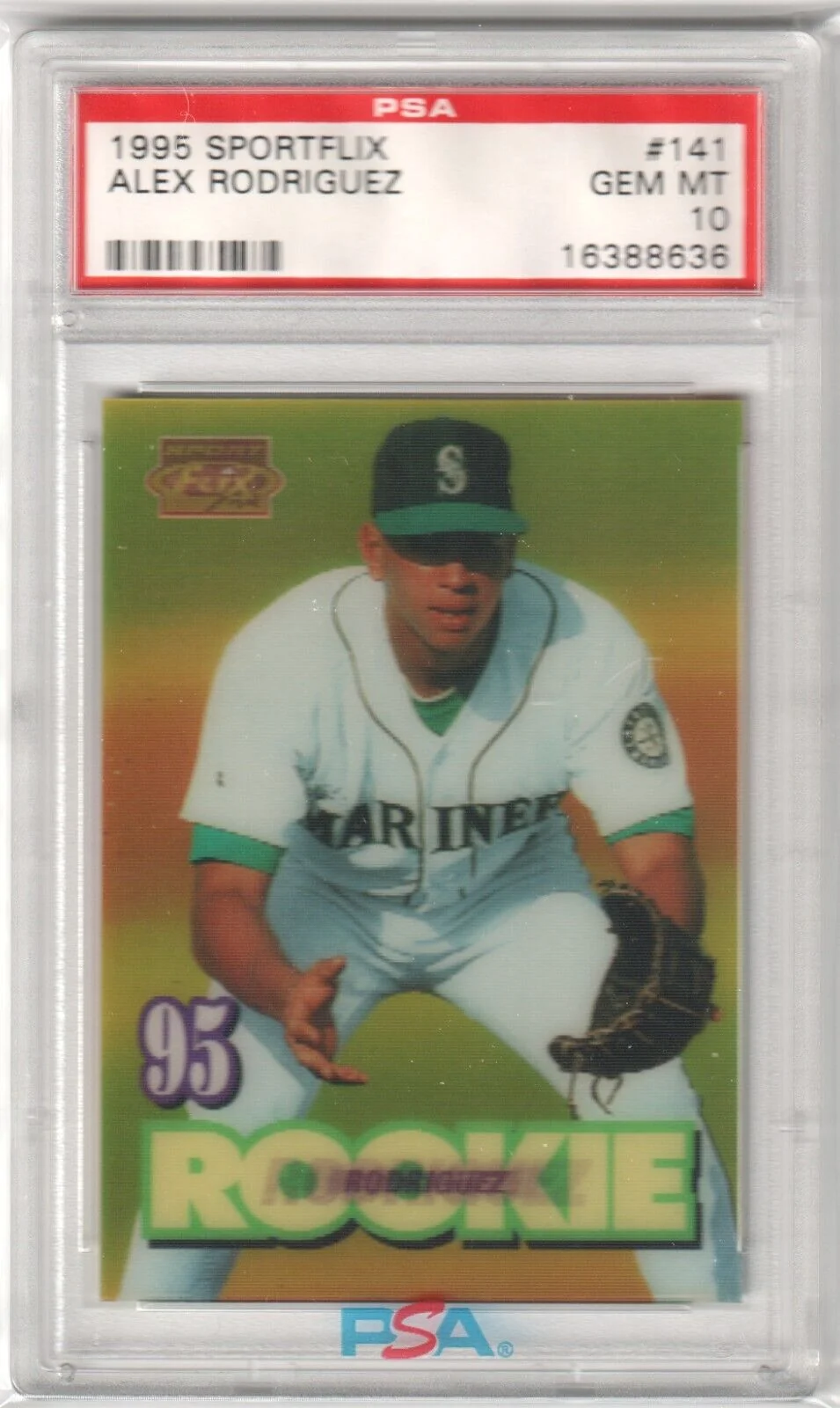 ALEX RODRIGUEZ 1995 Pinnacle Sportflix RC Rookie #141 PSA 10 GEM MINT MARINERS