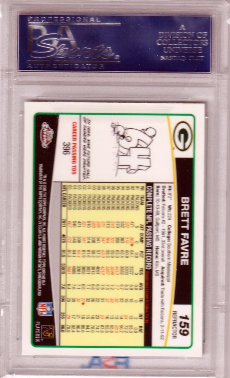 BRETT FAVRE 2006 Bowman Chrome Refractor #159 PSA 10 GEM MINT - PACKERS - Image 2