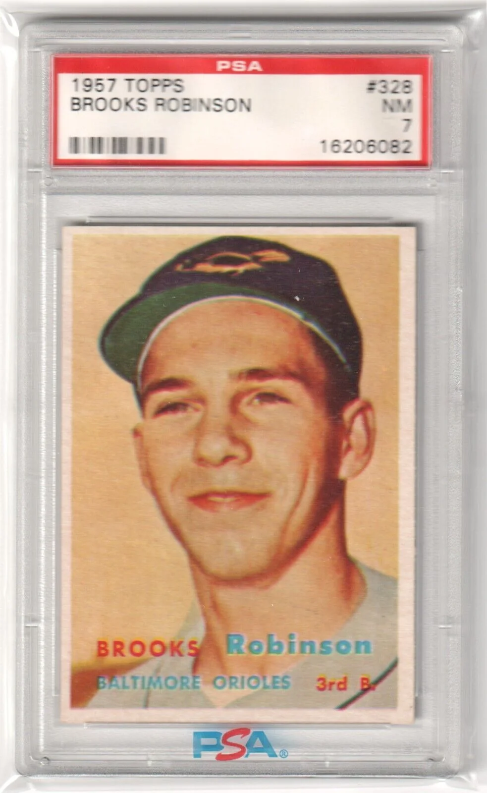 BROOKS ROBINSON 1957 Topps Rookie RC #328 PSA 7 NM - ORIOLES