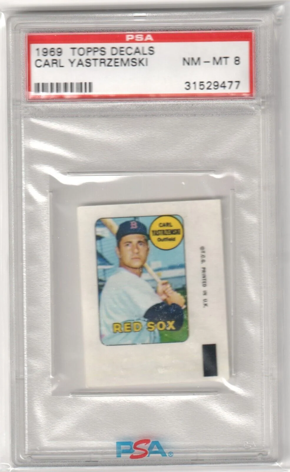 CARL YASTRZEMSKI 1969 Topps Decals PSA 8 NM-MT - RED SOX