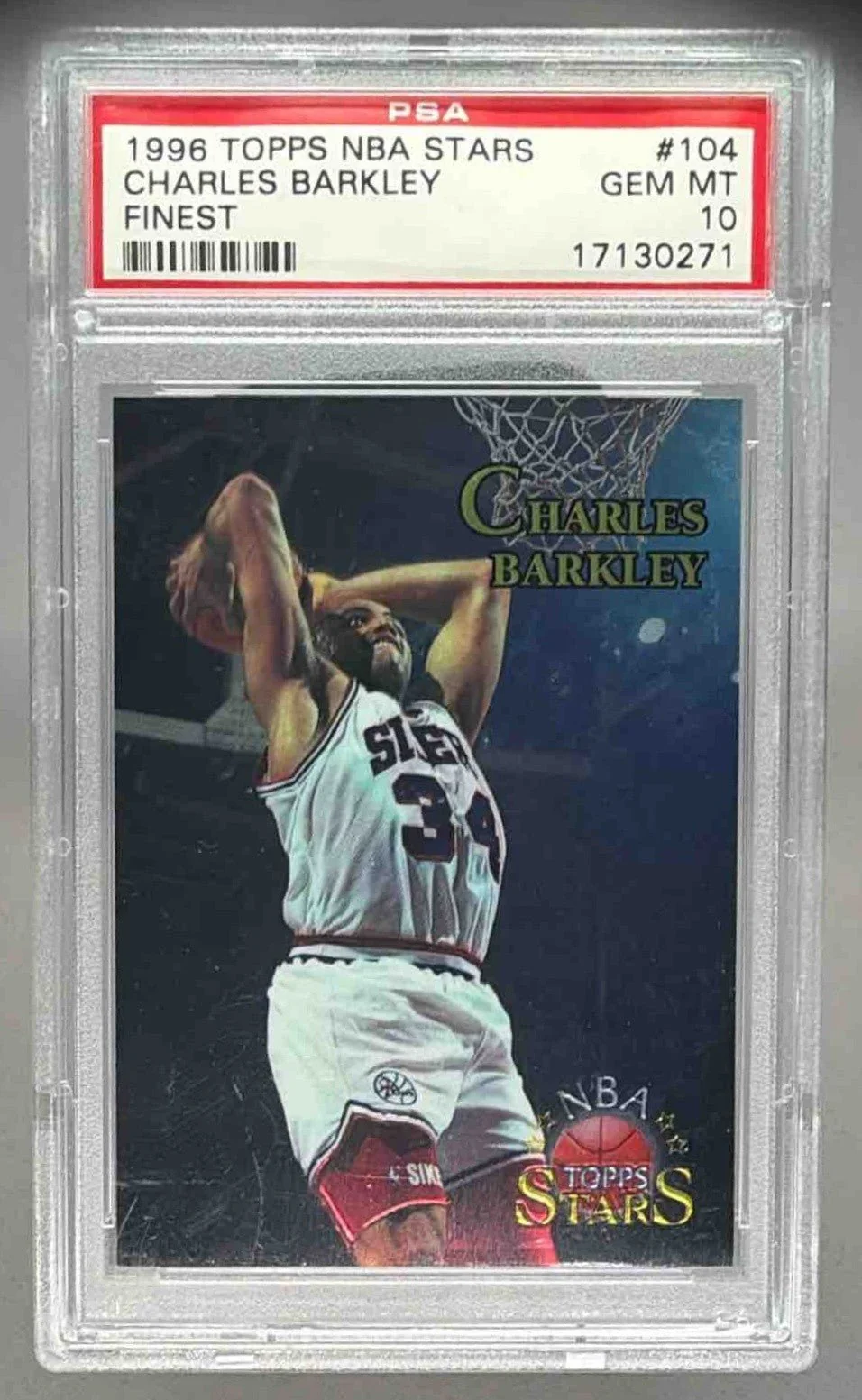 CHARLES BARKLEY 1996 TOPPS STARS FINEST PSA 10 GEM MINT - 76ERS