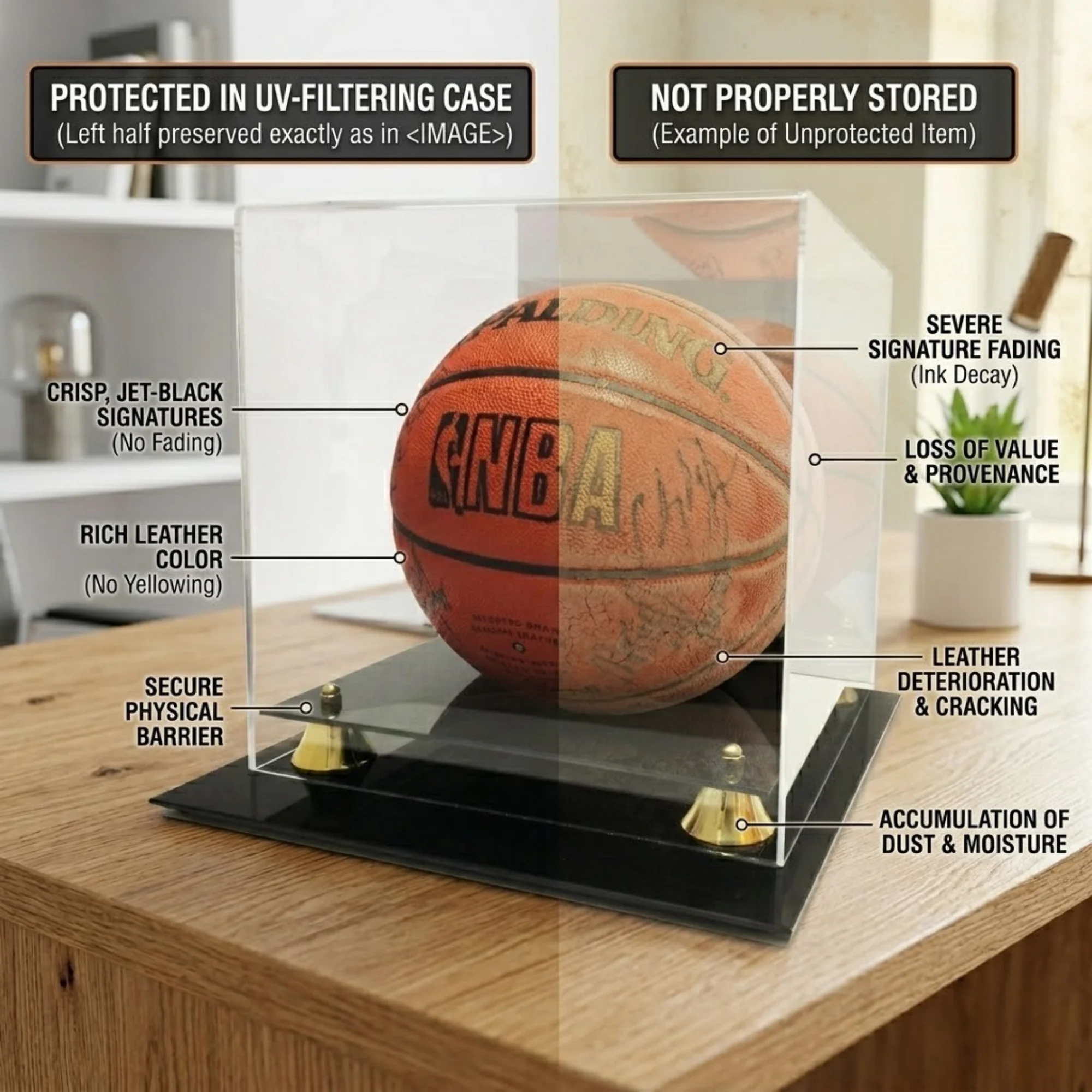 Deluxe Basketball Display Case With Mirror Back - Image 5