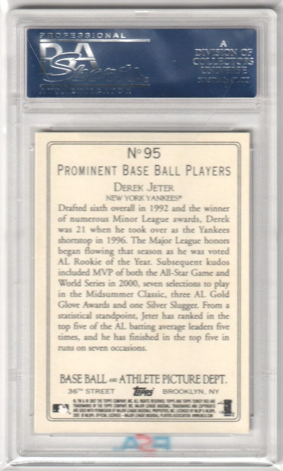 DEREK JETER 2007 Topps Turkey Red #95 PSA 10 GEM MINT - YANKEES - Image 2