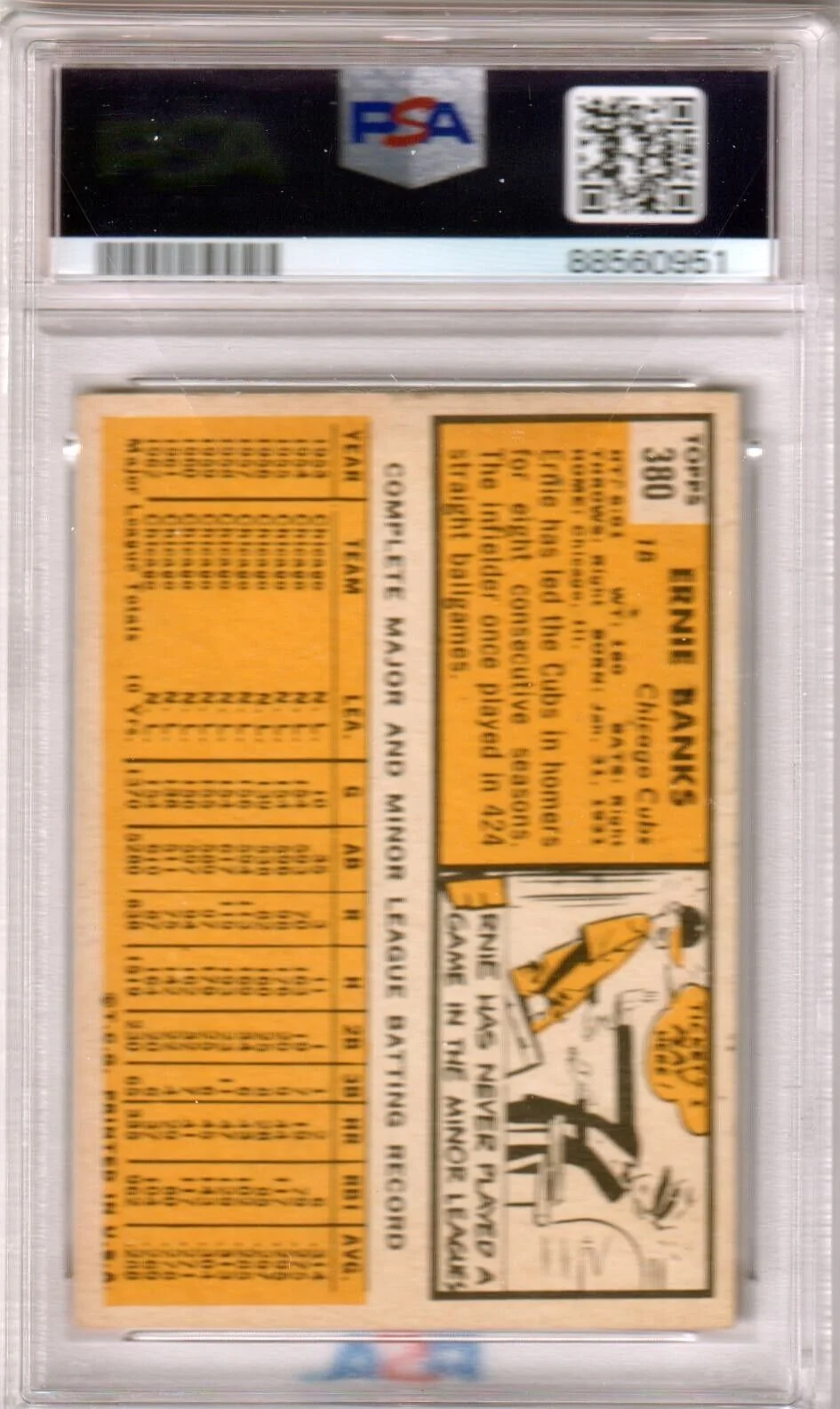 ERNIE BANKS 1959 Topps #380 PSA 4 VG-EX - CUBS - Image 2