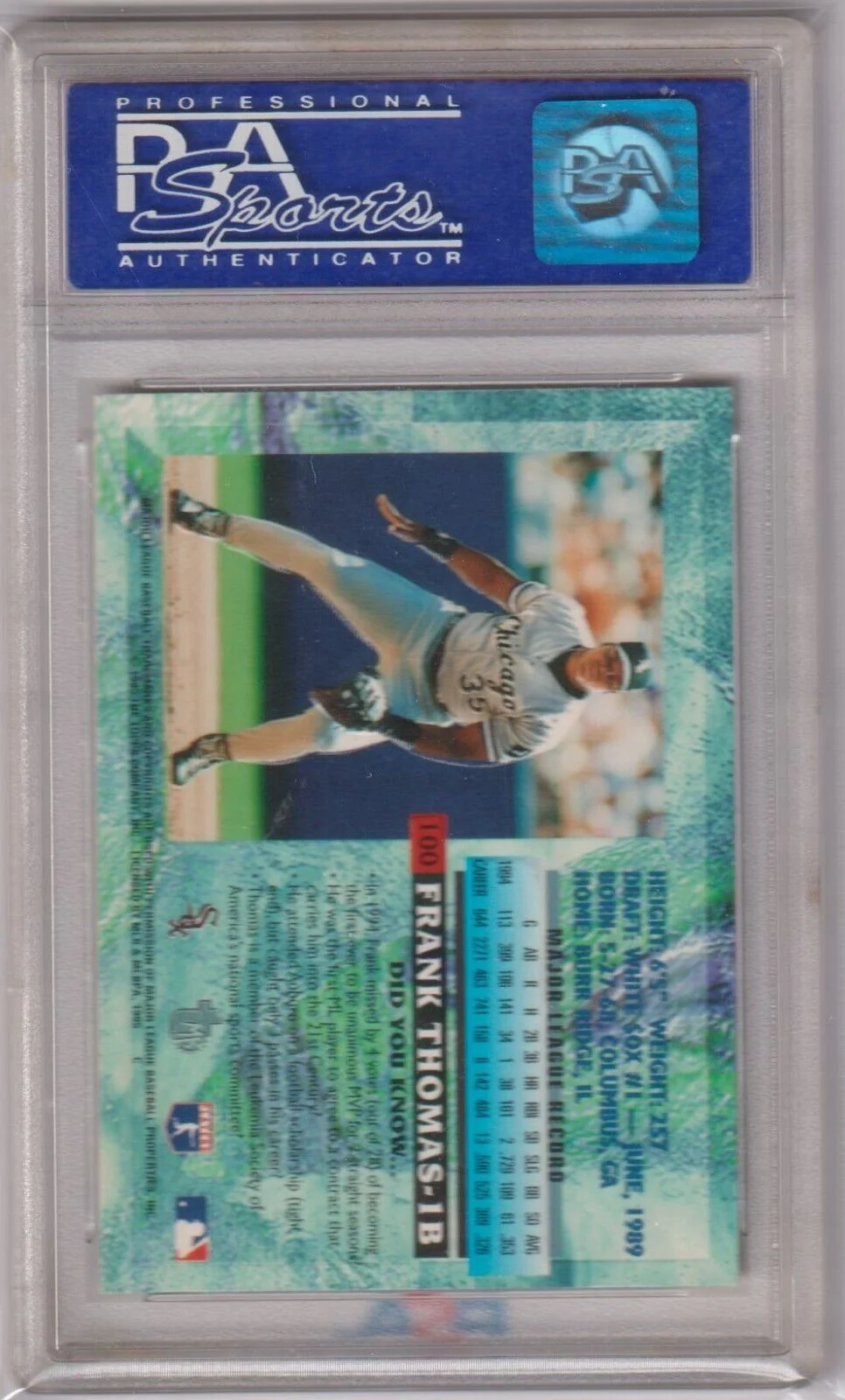 FRANK THOMAS 1995 Topps Embossed Golden Idols #100 PSA 9 MINT - WHITE SOX - Image 2