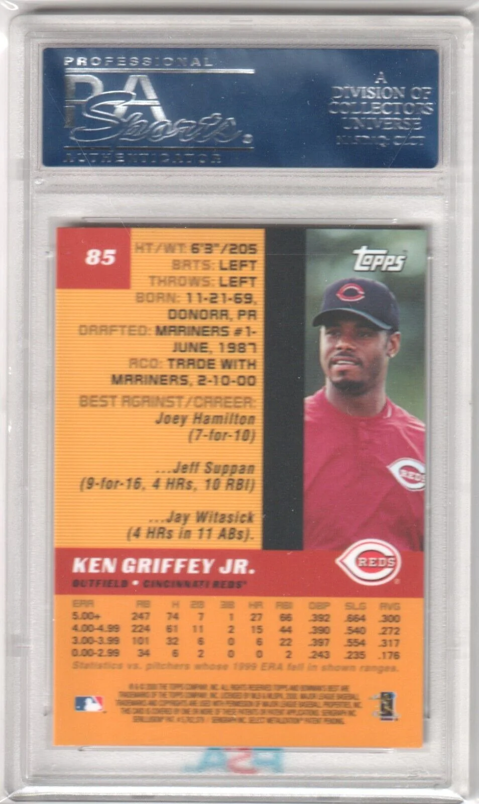 KEN GRIFFEY JR 2000 Bowman's Best #85 PSA 10 GEM MINT - REDS - Image 2