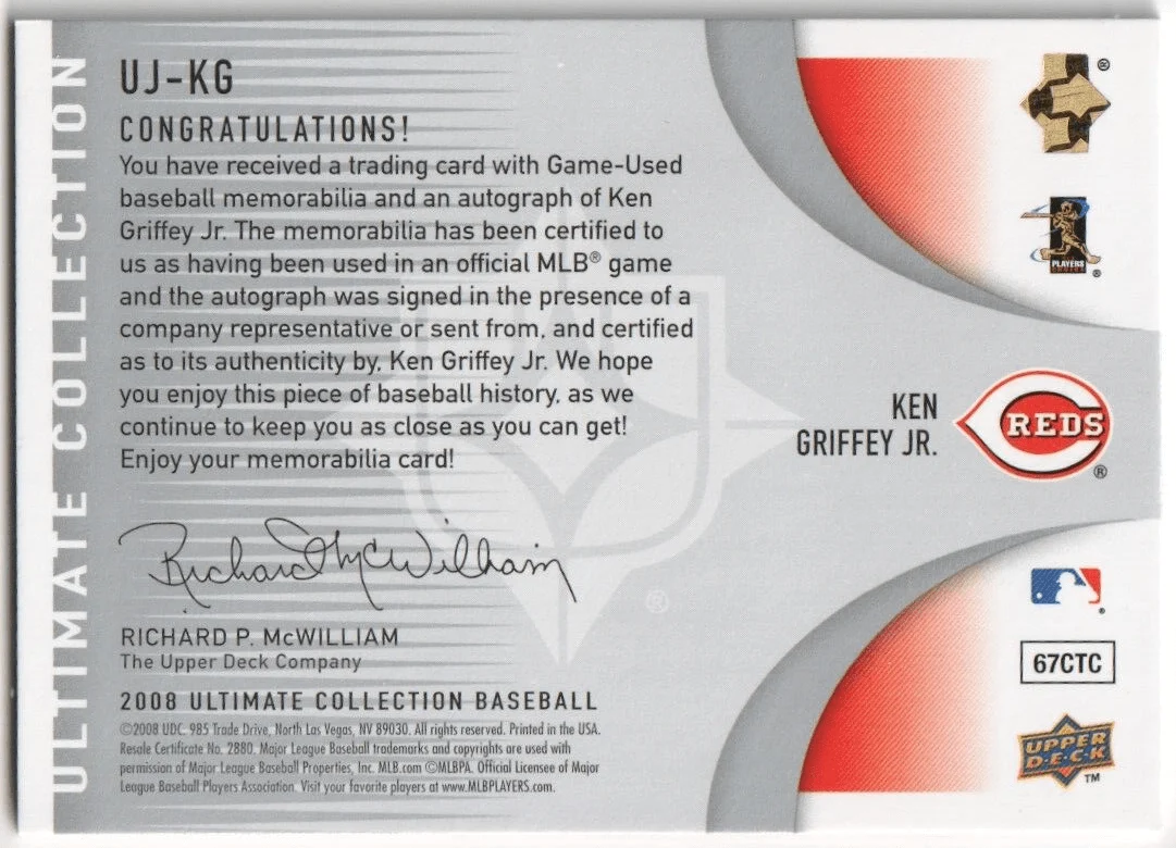 KEN GRIFFEY JR 2006 Upper Deck Ultimate Autograph Auto GU Pants #/99 - REDS - Image 2