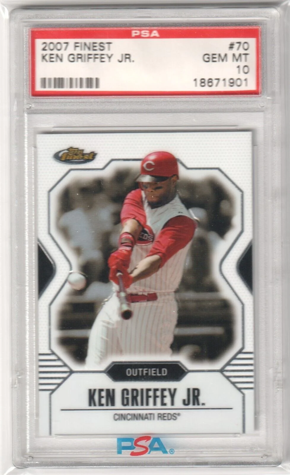KEN GRIFFEY JR 2007 Topps Finest #70 PSA 10 GEM MINT - REDS