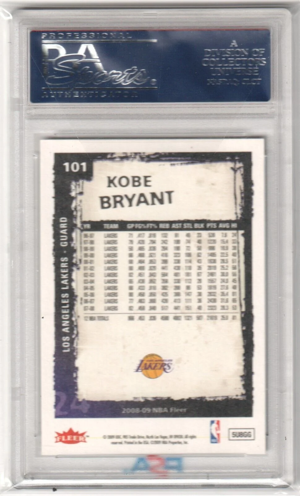 KOBE BRYANT 2008-09 Fleer #101 Graded PSA 10 GEM MINT - LAKERS - Image 2