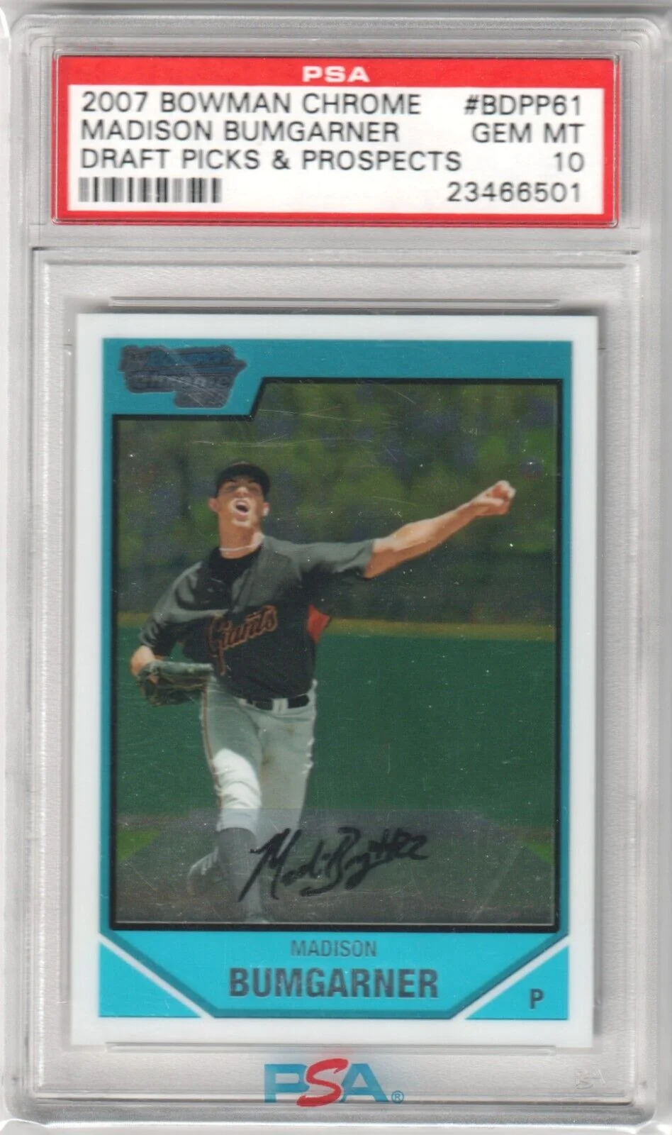 MADISON BUMGARNER 2007 Bowman Chrome Draft #BDPP61 PSA 10 GEM MINT - GIANTS