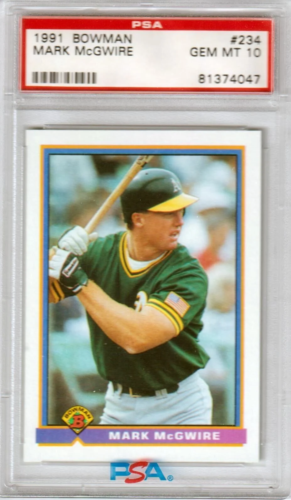 MARK McGWIRE 1991 Bowman #234 PSA 10 GEM MINT - ATHLETICS
