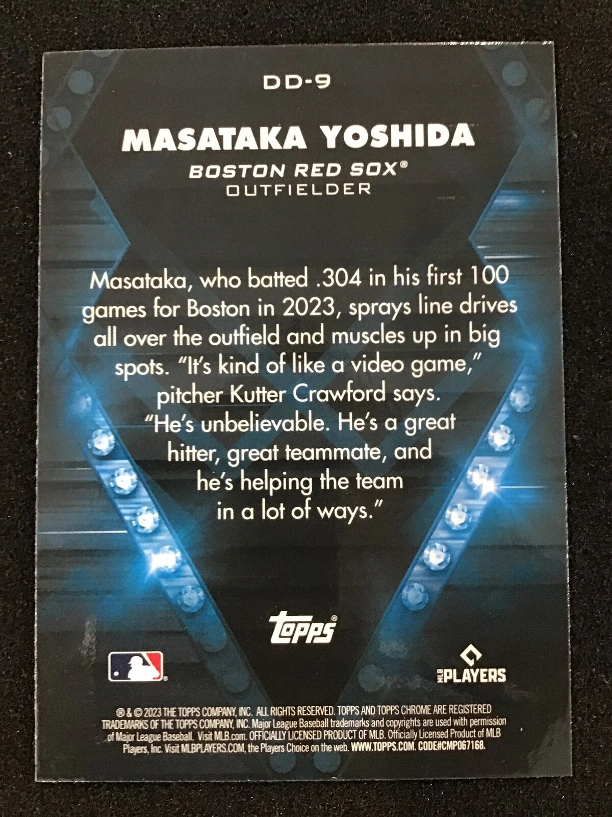 Masataka Yoshida 2023 Topps Chrome RC Diamond Dominance #DD-9 Rex Sox - Image 2