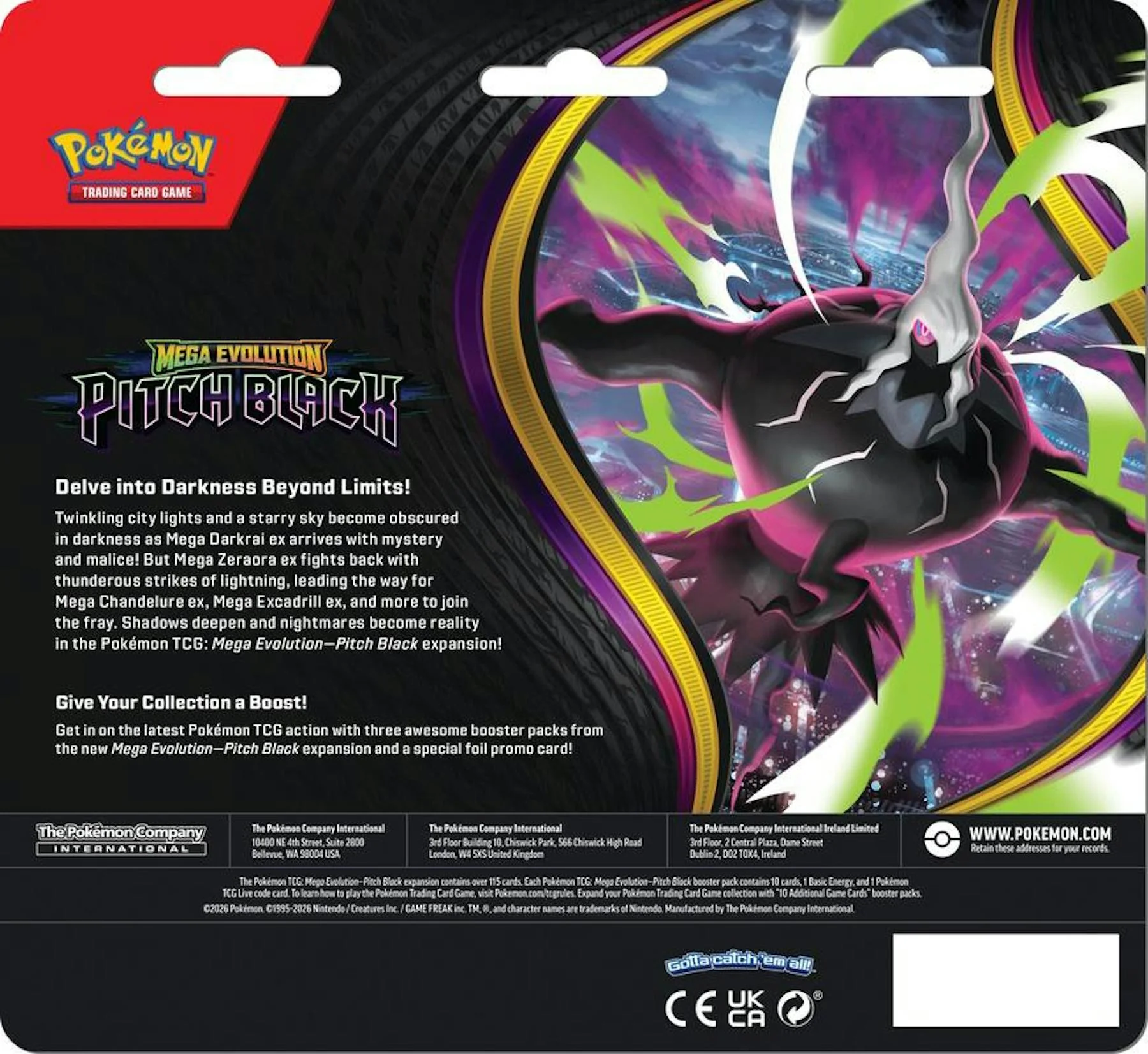 Pokemon: Mega Evolution Pitch Black 3-Pack Blister | Columbia Sports Cards - Image 2