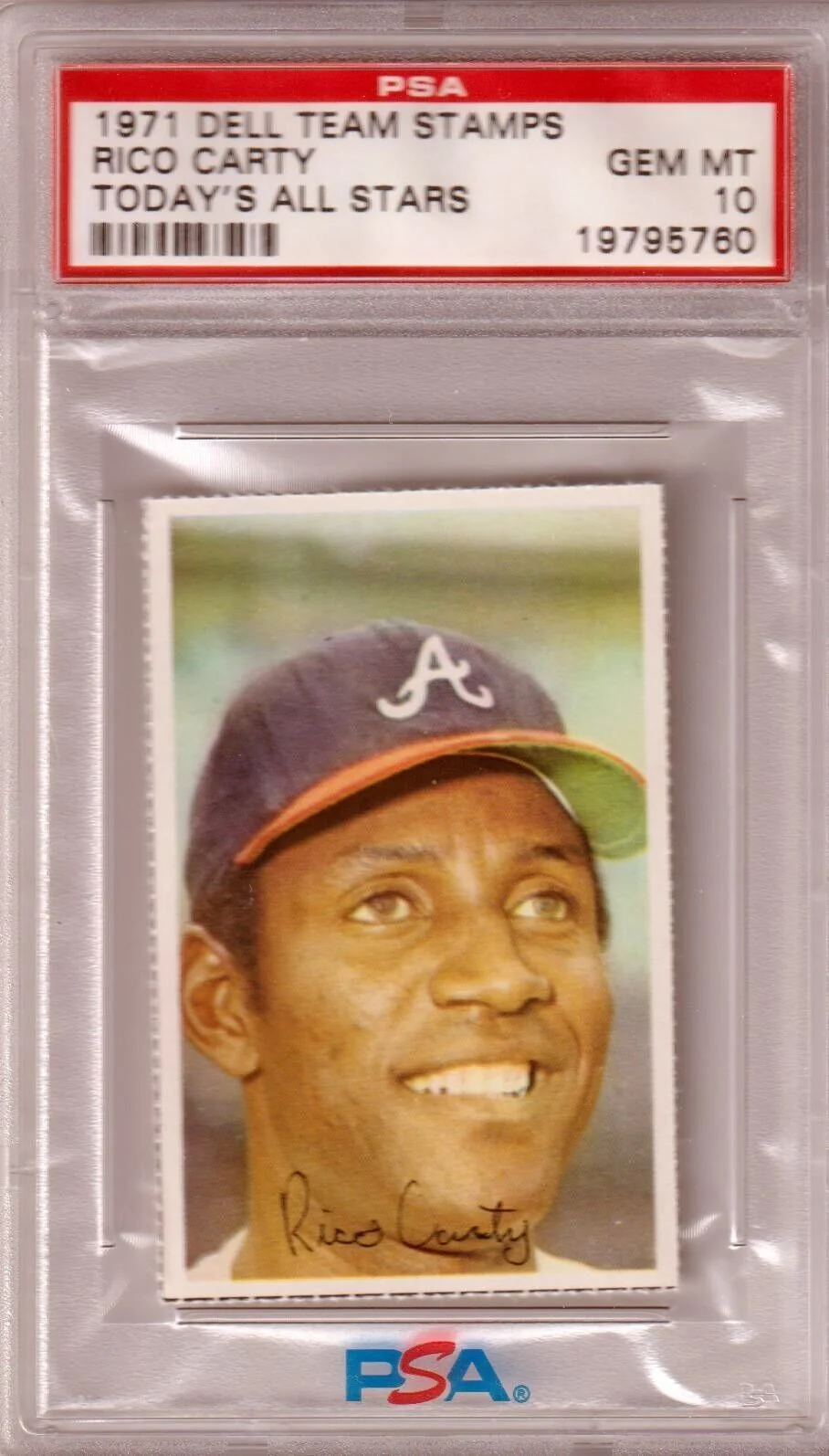 RICO CARTY 1971 Dell Team Stamps Today's All Stars PSA 10 GEM MINT - BRAVES