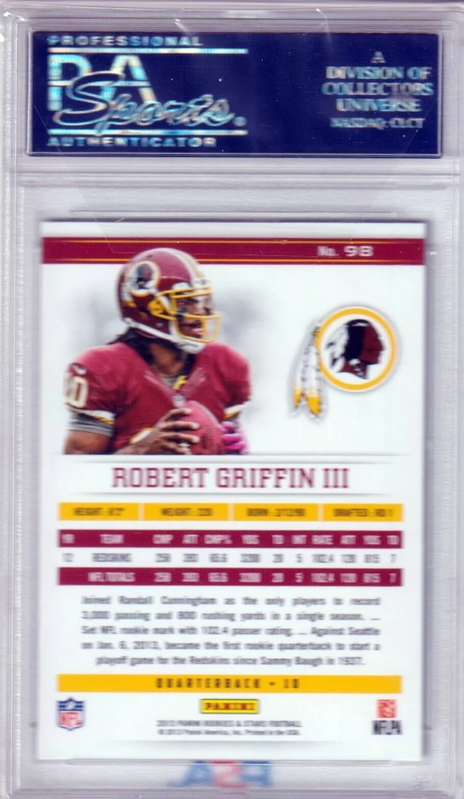 ROBERT GRIFFIN III 2013 Panini Rookies & Stars RC Rookie #98 PSA 10 - REDSKINS - Image 2
