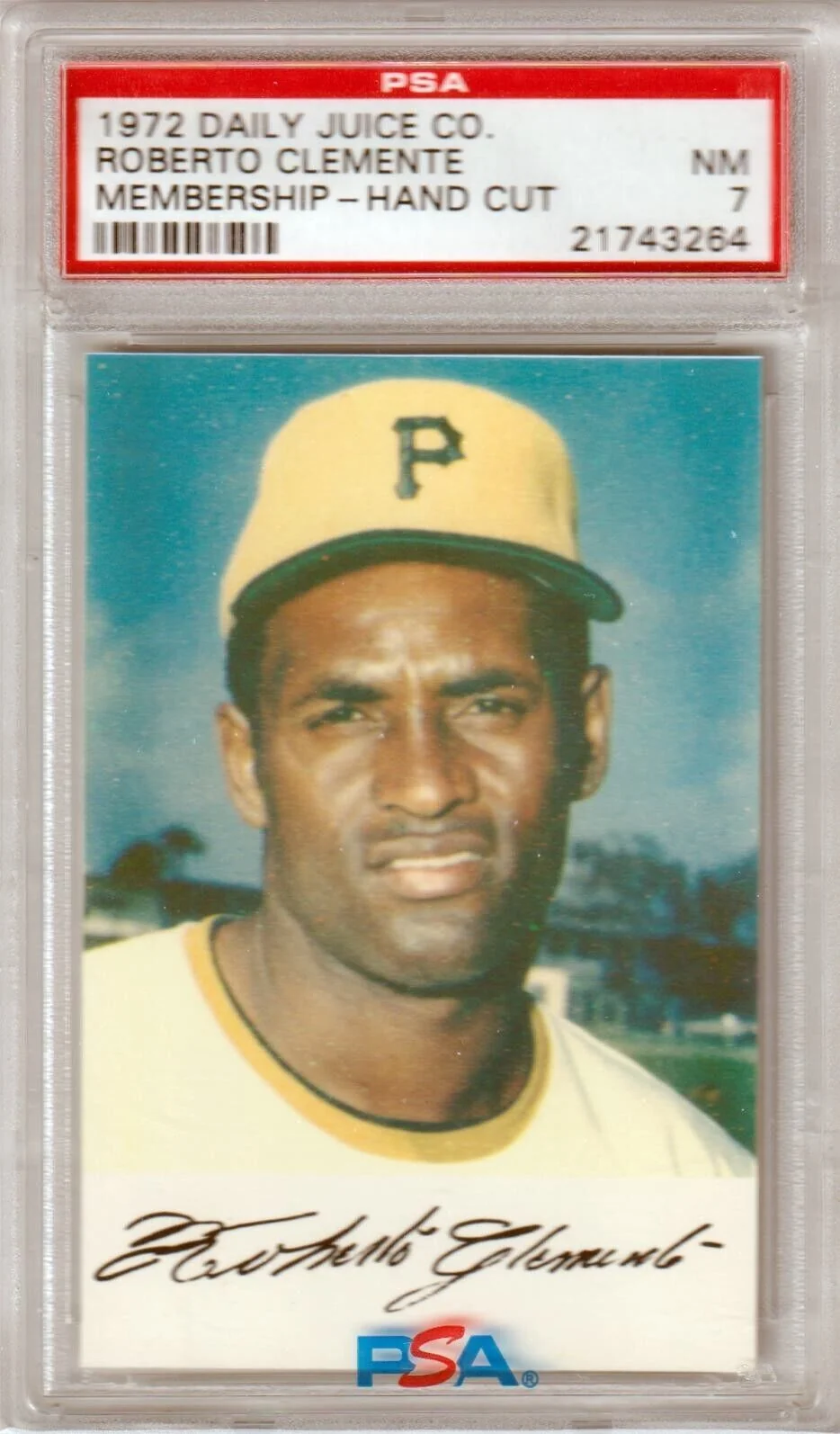ROBERTO CLEMENTE 1972 Daily Juice Membership PSA 7 NM - PIRATES