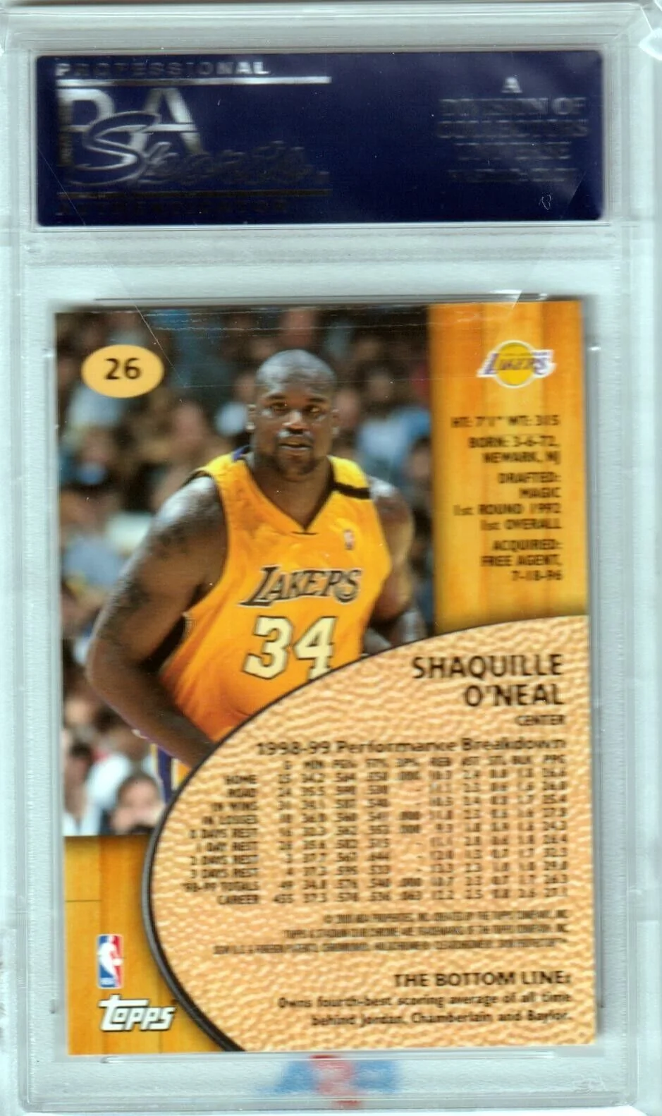 SHAQUILLE O'NEAL 1999-00 Topps Stadium Club Chrome #25 PSA 10 GEM MINT - LAKERS - Image 2