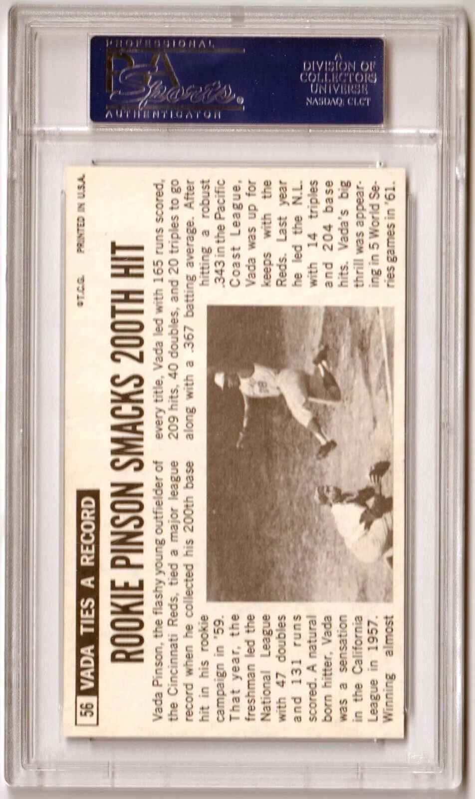 VADA PINSON 1964 Topps Giants #56 Graded PSA 8 - REDS - Image 2
