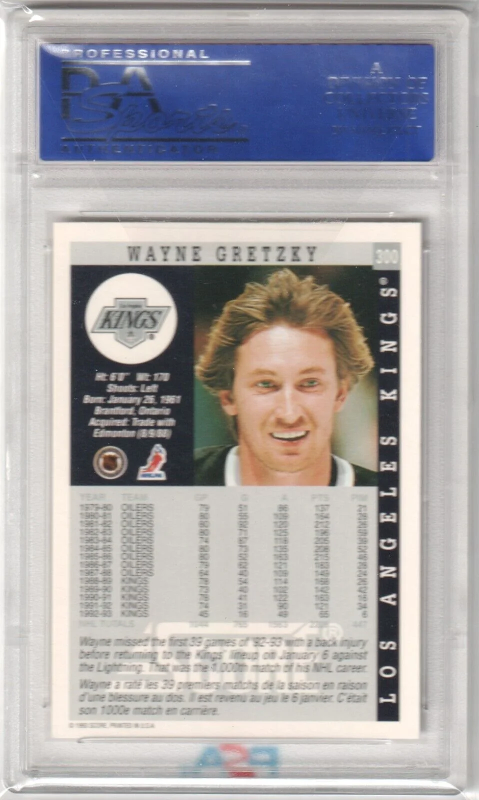 WAYNE GRETZKY 1993-94 Score #300 PSA 10 GEM MINT - KINGS - Image 2